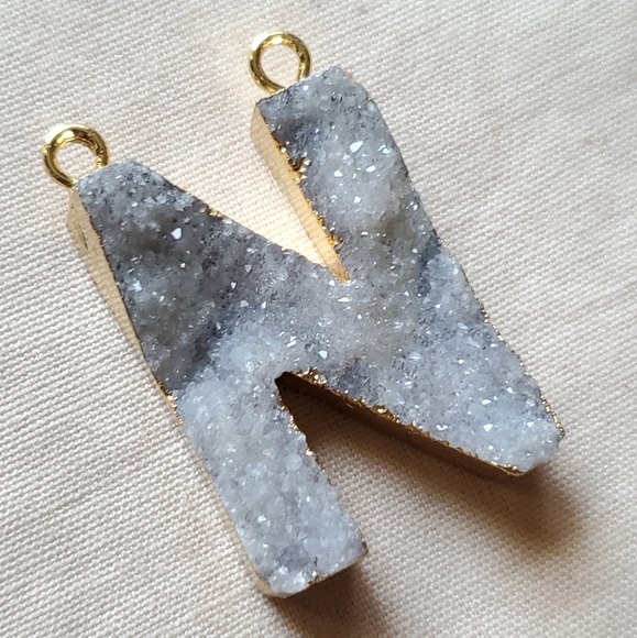 N Drusy Initial Pendant Connector - Picture 2 of 8